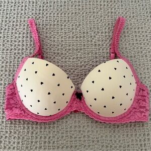 Victoria's Secret Pink and Cream Heart Bra 34C